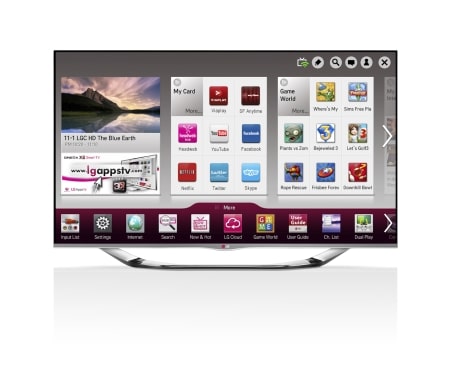 LG Sølvfarget 47-tommers SMART-TV i Cinema Screen-design med Magic Remote, 0,9 GHz dobbeltkjerneprosessor og 1,25 GB RAM. Cinema3D, Wi-Fi og DLNA. , 47LA691V