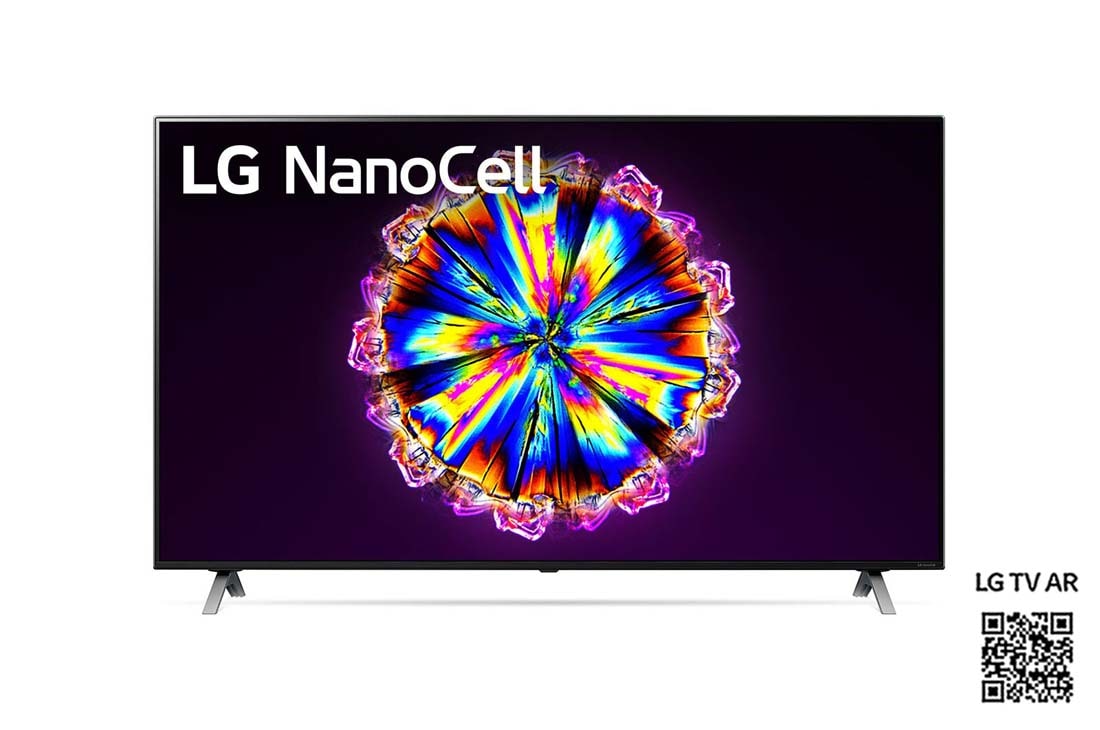 LG 4K NanoCell TV, front view with infill image and logo, 55NANO906NA