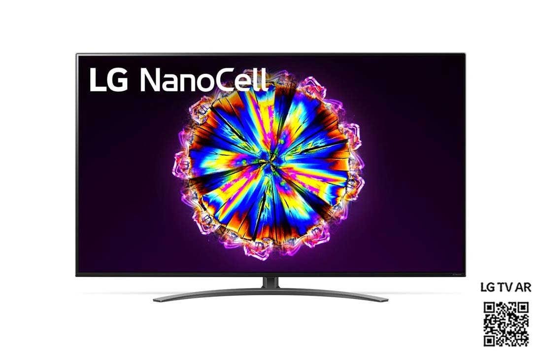 LG 4K NanoCell TV, front view with infill image and logo, 55NANO916NA