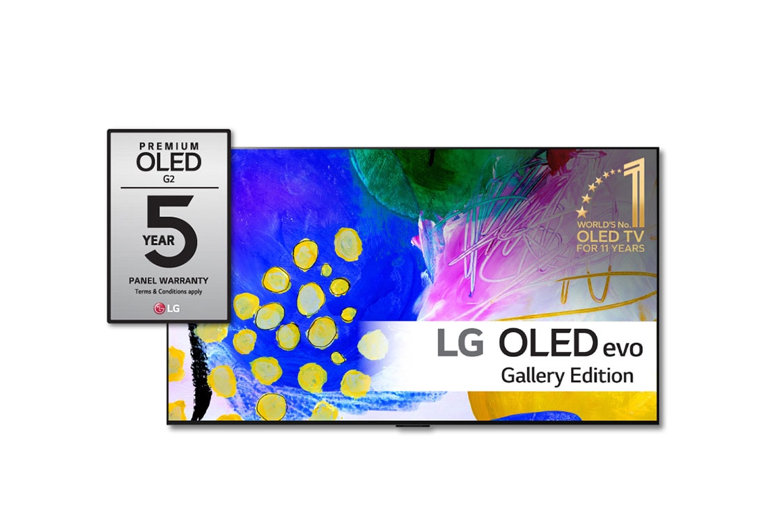 LG 77'' OLED G2 - OLED evo Gallery Edition 4K Smart TV - OLED77G26LA, Visning forfra, OLED77G26LA