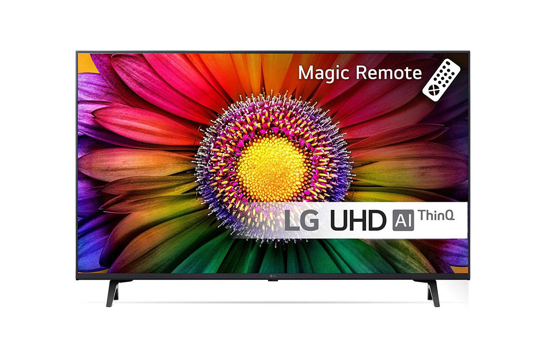 LG 43'' UHD UR80 - 4K TV (2023), LG UHD TV sett forfra, 43UR80006LJ