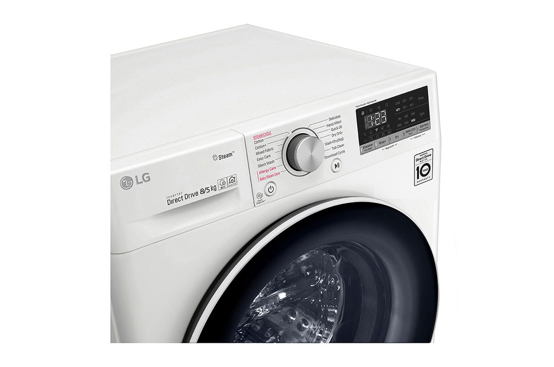 8 kg Smart vaskemaskin/tørketrommel(Hvit) E, 5 DD™, kg med / - Energiklasse Kombinert AI Diagnosis™ Wi-Fi Steam