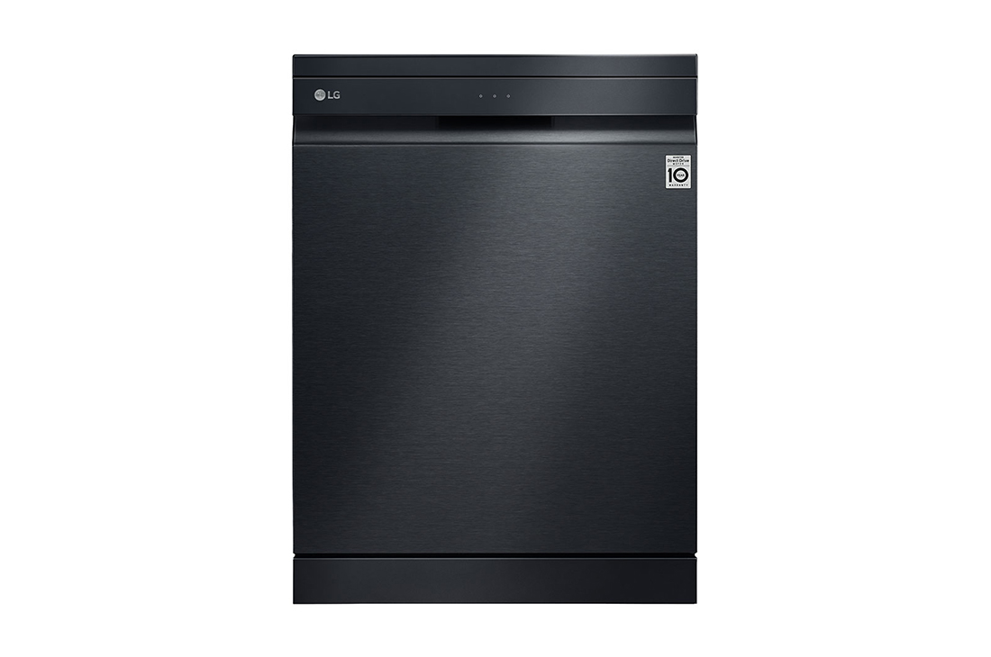 LG THINQ™ Top Control Dishwasher QuadWash™ & TrueSteam®, in black, LG Top Control Smart THINQ Dishwasher with QuadWash™ and TrueSteam®, Matte Black, front view, DFB227HM, thumbnail 1, DFB227HM