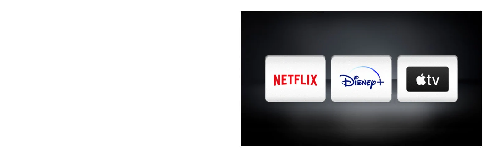 The Netflix logo, the Apple TV logo are arranged horizontally in the black background.