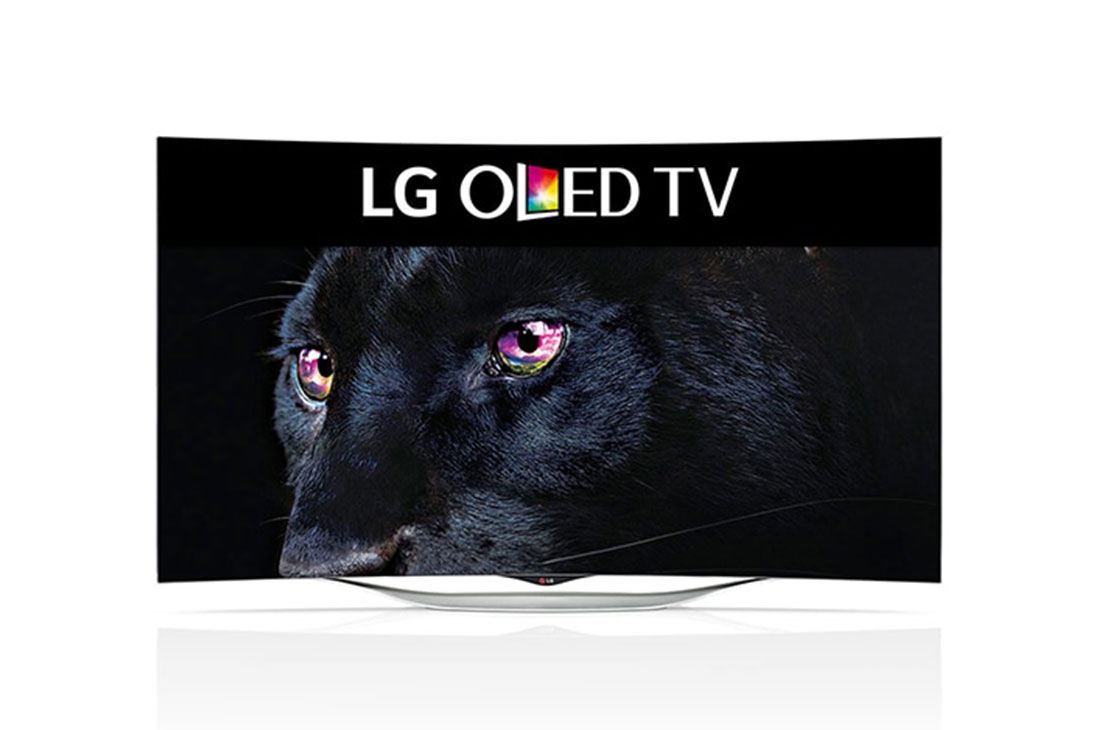 LG 55” (139cm) CURVED OLED TV, Front view with black panther image on screen, 55EC930T