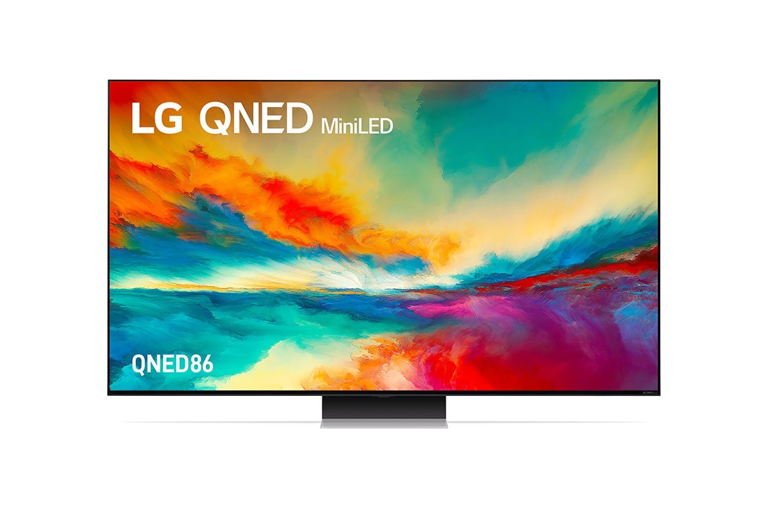LG QNED86 75 inch 4K Smart QNED Mini LED TV, front view with logo, 75QNED866RE