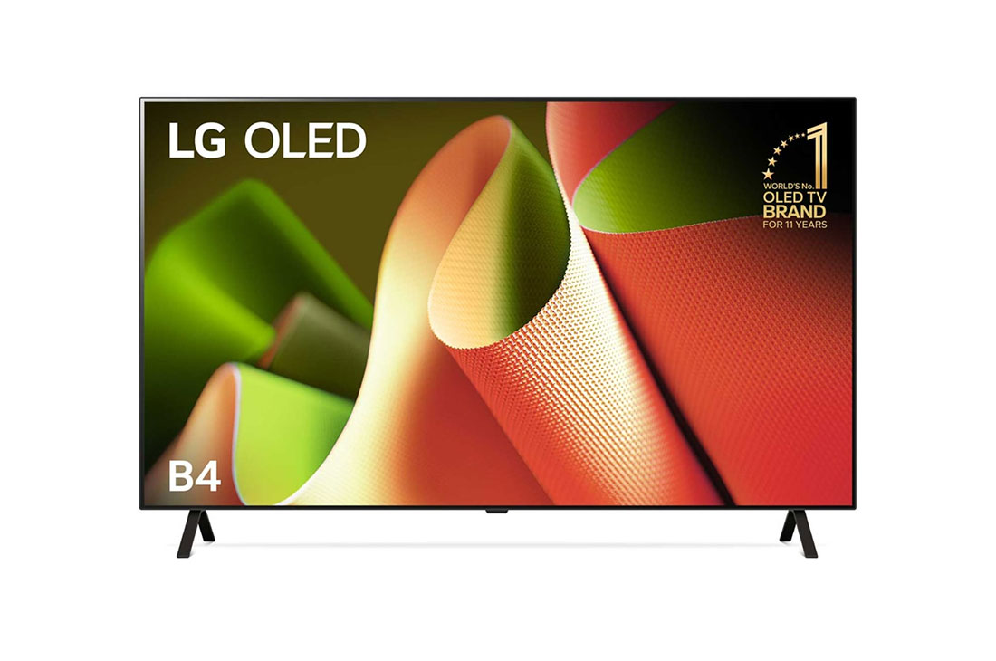 LG 55 Inch LG OLED AI B4 4K Smart TV 2024, LG 55 Inch LG OLED B4 4K Smart TV , Front view with LG OLED and 11 Years World No.1 OLED Emblem, OLED55B4PSA, OLED55B46LA