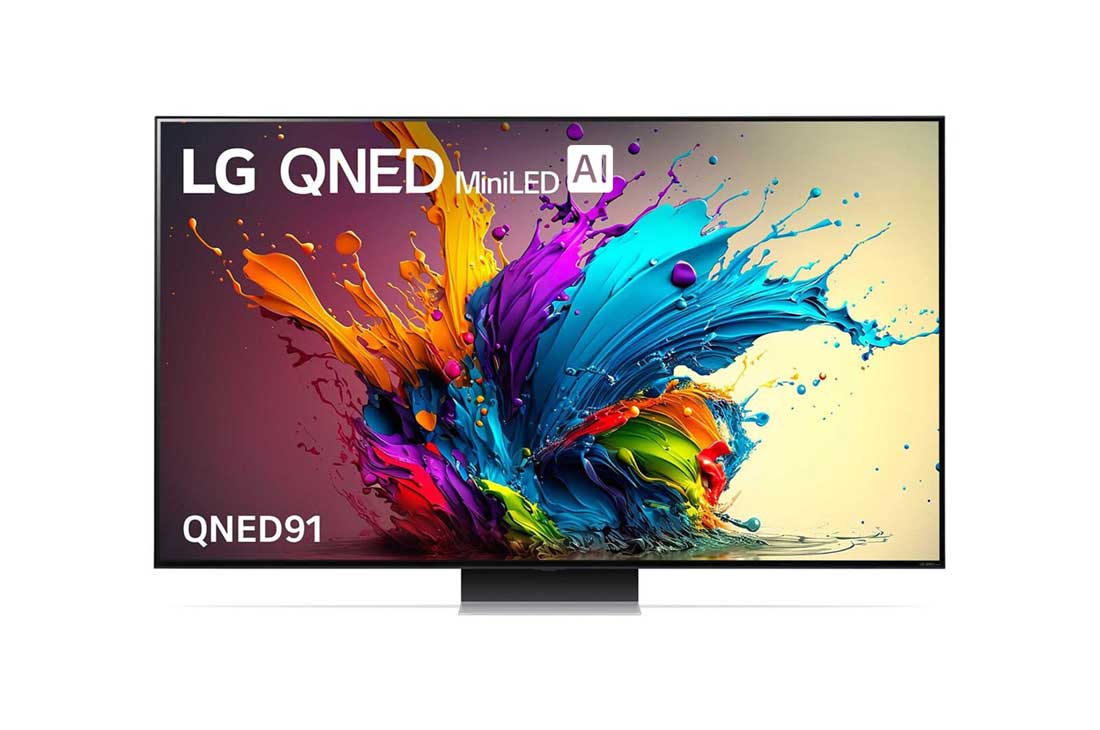 LG 86 Inch LG QNED MiniLED AI QNED91 4K Smart TV 2024, Front view of QNED91, 86QNED91T6A