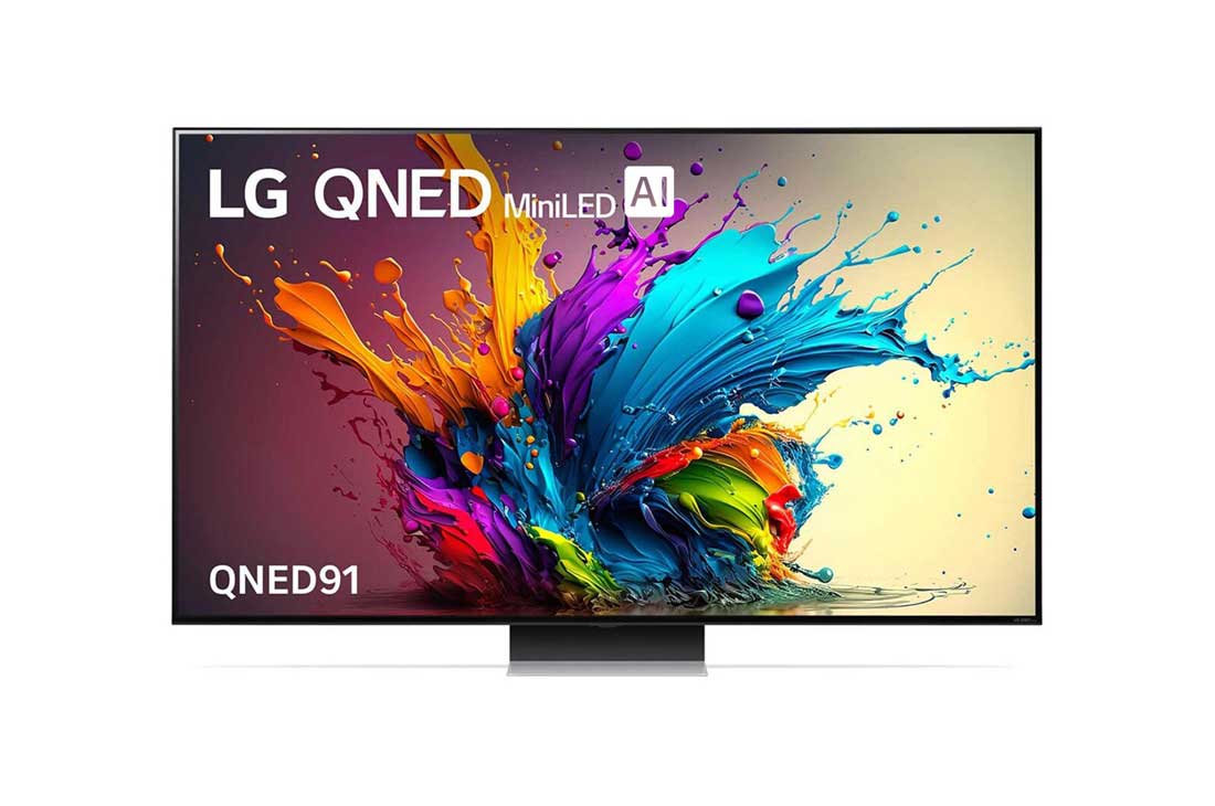 LG 75 Inch LG QNED MiniLED AI QNED91 4K Smart TV 2024, Front view of QNED91, 75QNED91T6A