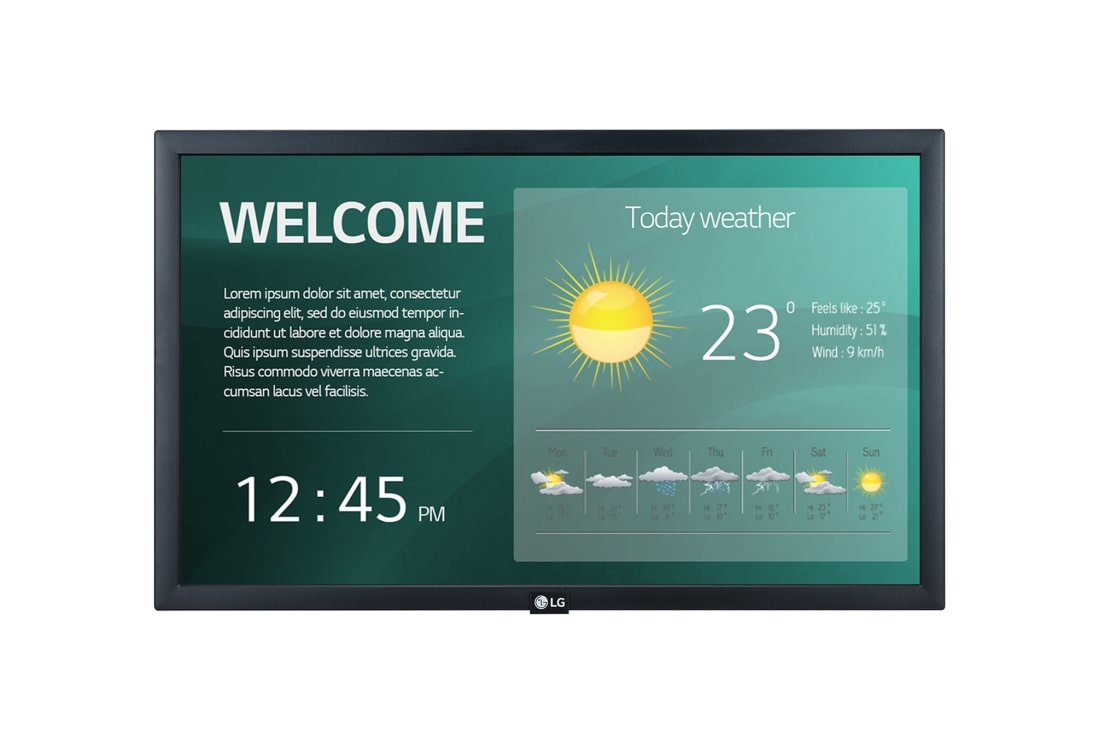 LG 22'' Standard Signage, front view with infill image, 22SM3G-B