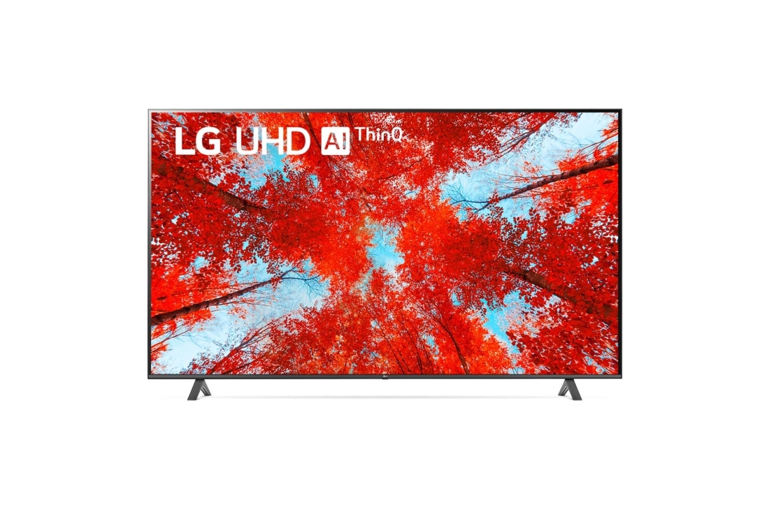 LG UHD 4K TV, A front view of the LG UHD TV with infill image and product logo on, 86UQ9000PSD