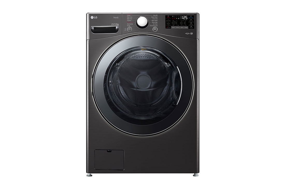 LG Front Load Washer with AI DD™ and TurboWash 360˚, front view, F2721HVRBC