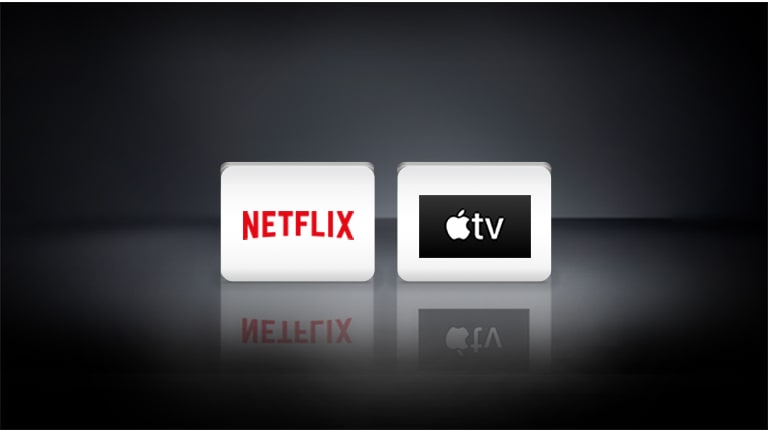 Logo Netflix e logo Apple disposti orizzontalmente su sfondo nero.