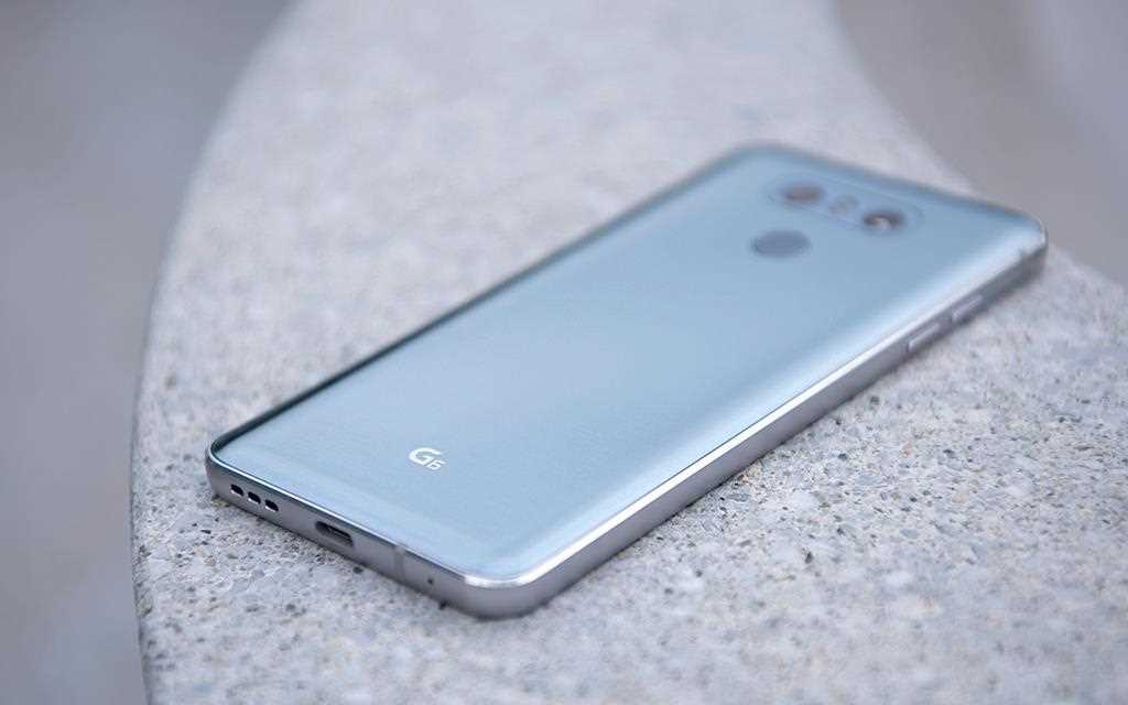 A back side image of new lg g6 ice platinum smartphone
