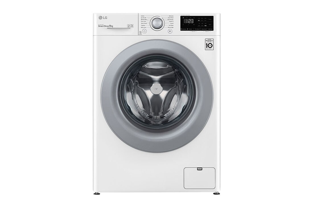 LG Mașină de spălat LG AI DD | 9Kg spălare | AI Direct Drive 10 ani garanție | Clasa B | SmartDiagnosis™ | Alb, Front image, F4WV309N4E