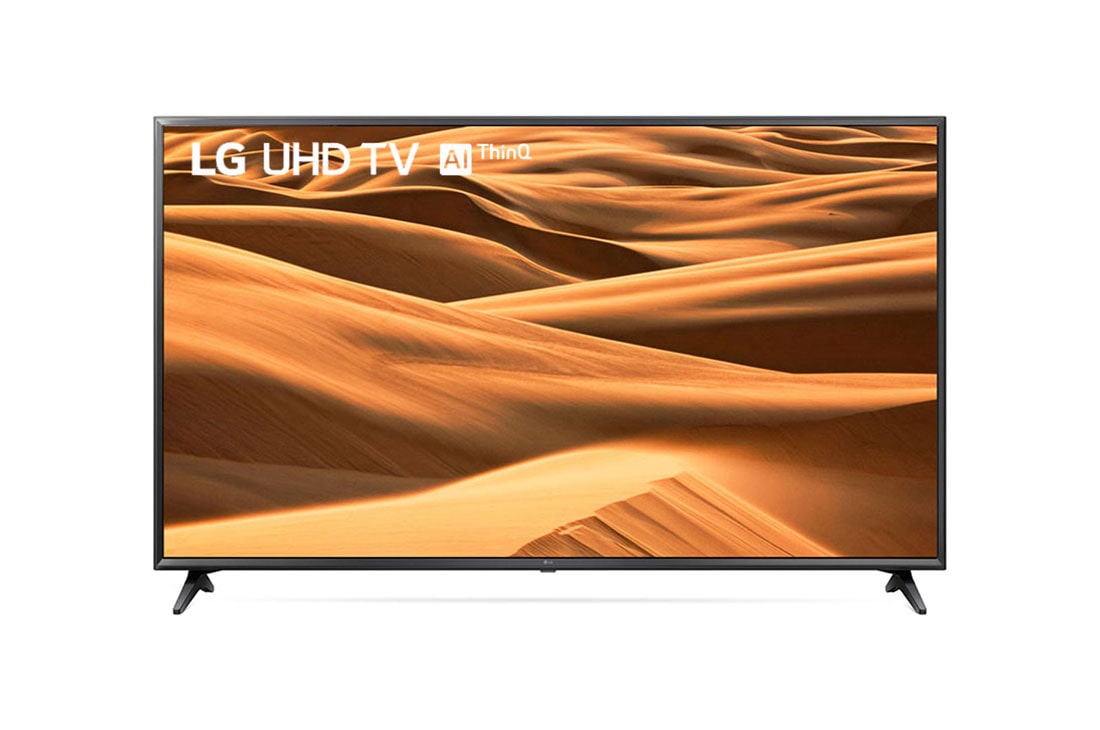 LG UM7050 | 65inch LED 4K UHD TV | 4K HDR 10 PRO | Procesor Quad Core 4K | Ultra Surround | webOS smart TV, vedere frontală cu imagine continuă, 65UM7050PLA