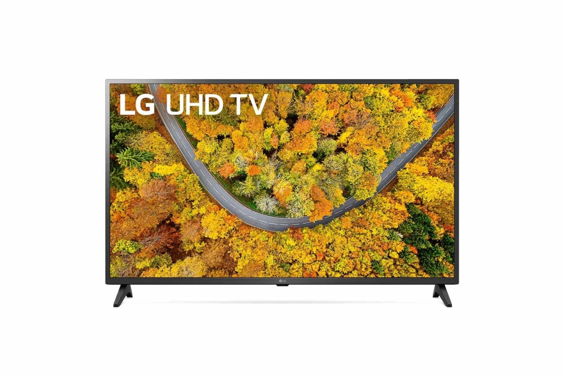 LG UP75 43inchi 4K Smart UHD TV, Vedere frontală a televizorului LG UHD, 43UP75006LF