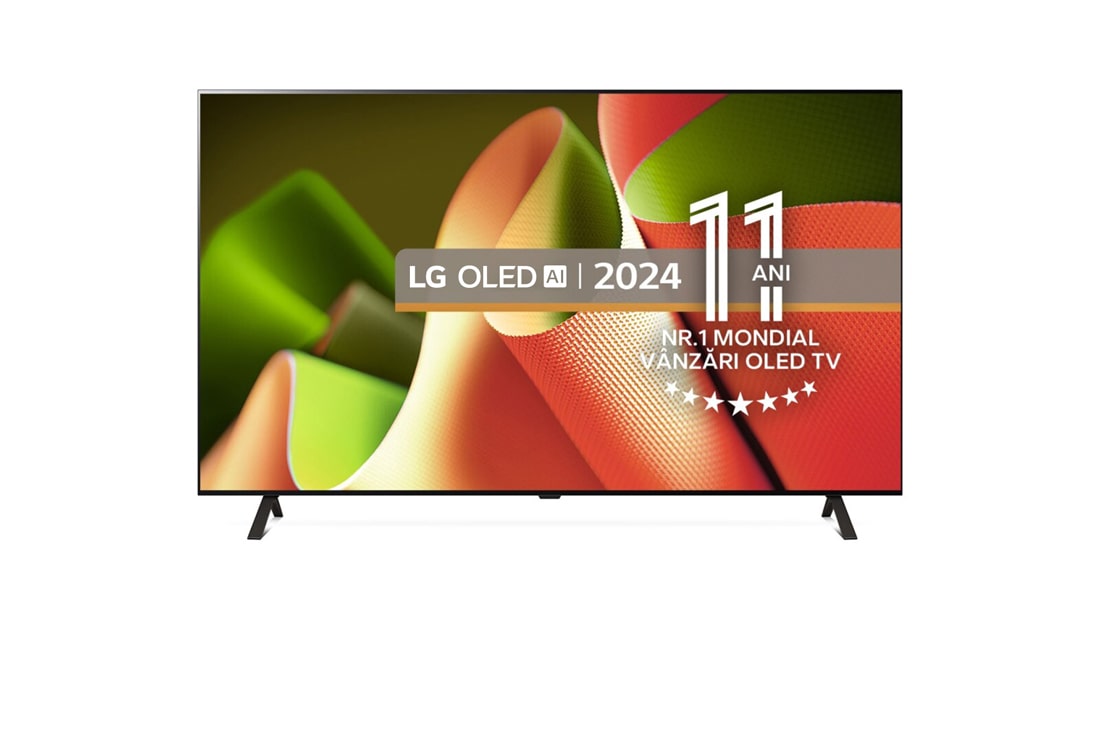 LG OLED AI B4 de 77 inch, 4K Smart TV, 2024, Vedere din față, OLED77B42LA