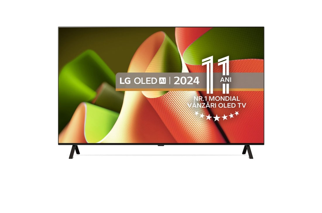 LG OLED AI B4 de 65'', 4K Smart TV, 2024, Vedere din față, OLED65B42LA