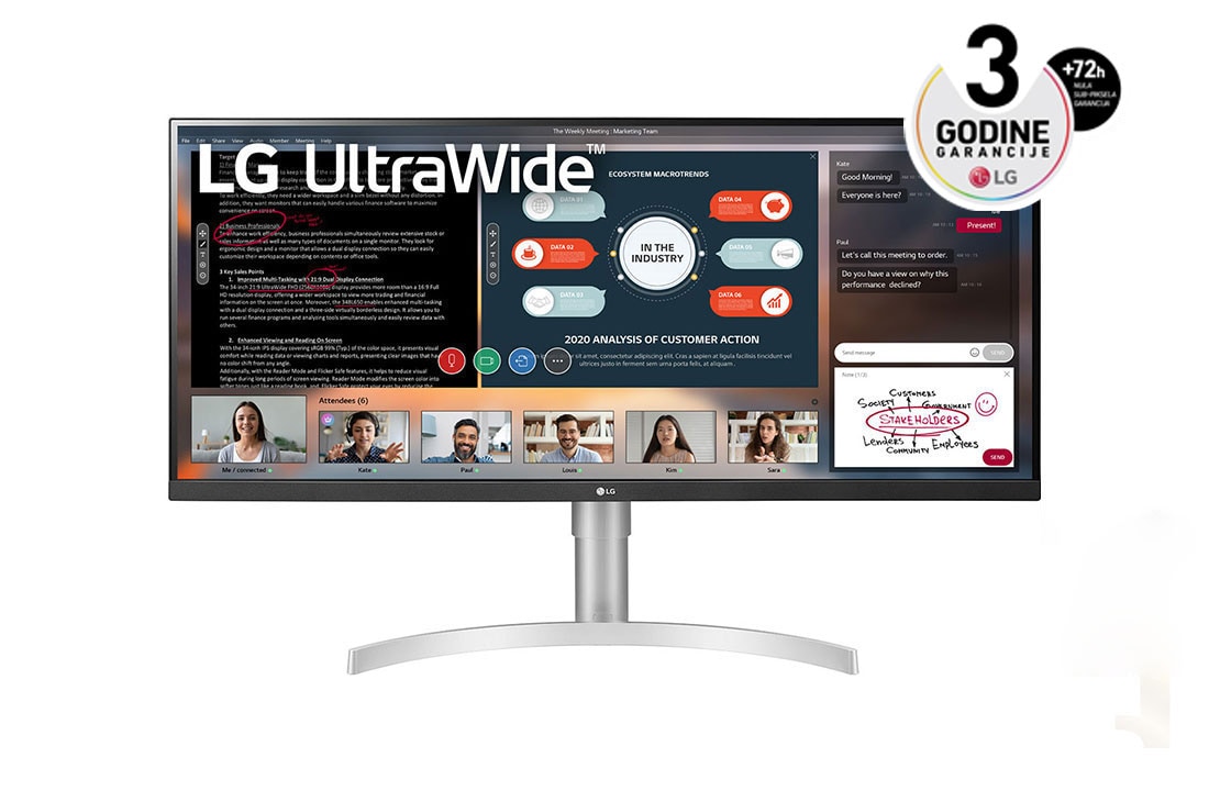  LG 34WN80C-B UltraWide Monitor 34” 21:9 Curved WQHD (3440 x  1440) IPS Display, USB Type-C (60W PD) , sRGB 99% Color Gamut, 3-Side  Virtually Borderless Design, Tilt/Height Adjustable Stand - Black :  Electronics