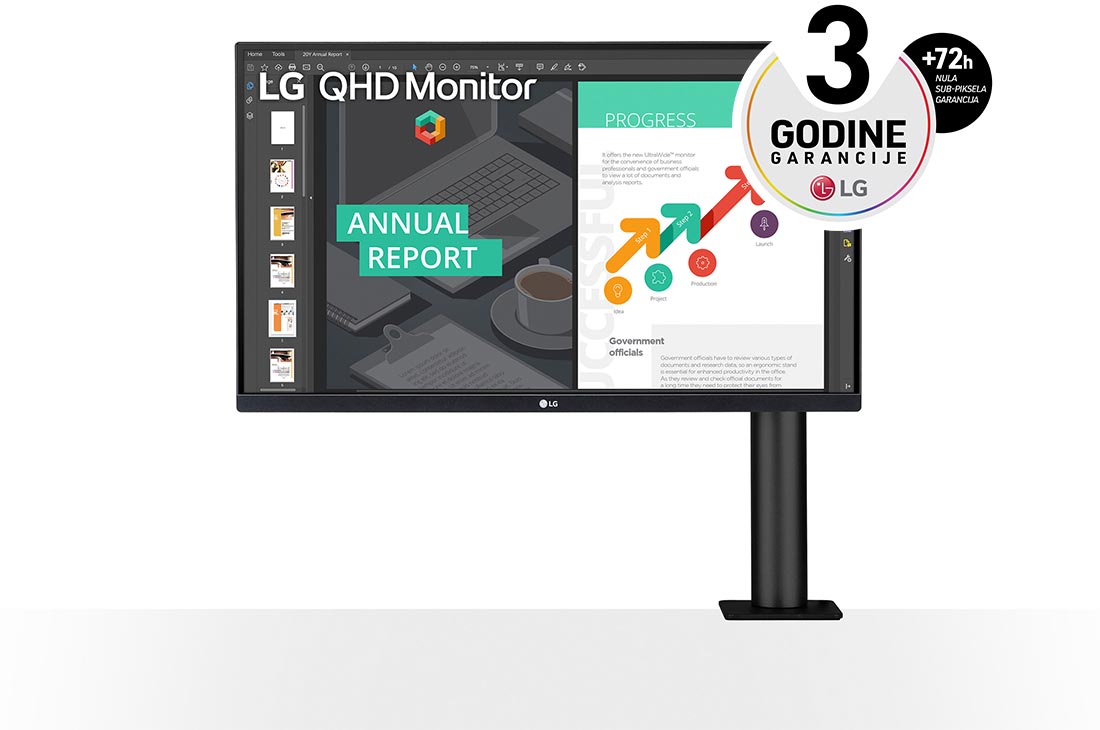 LG 27'' 4K UHD IPS monitor s HDR10, AMD FreeSync™ , Prikaz držača monitora spreda sa desne strane, 27QN880-B