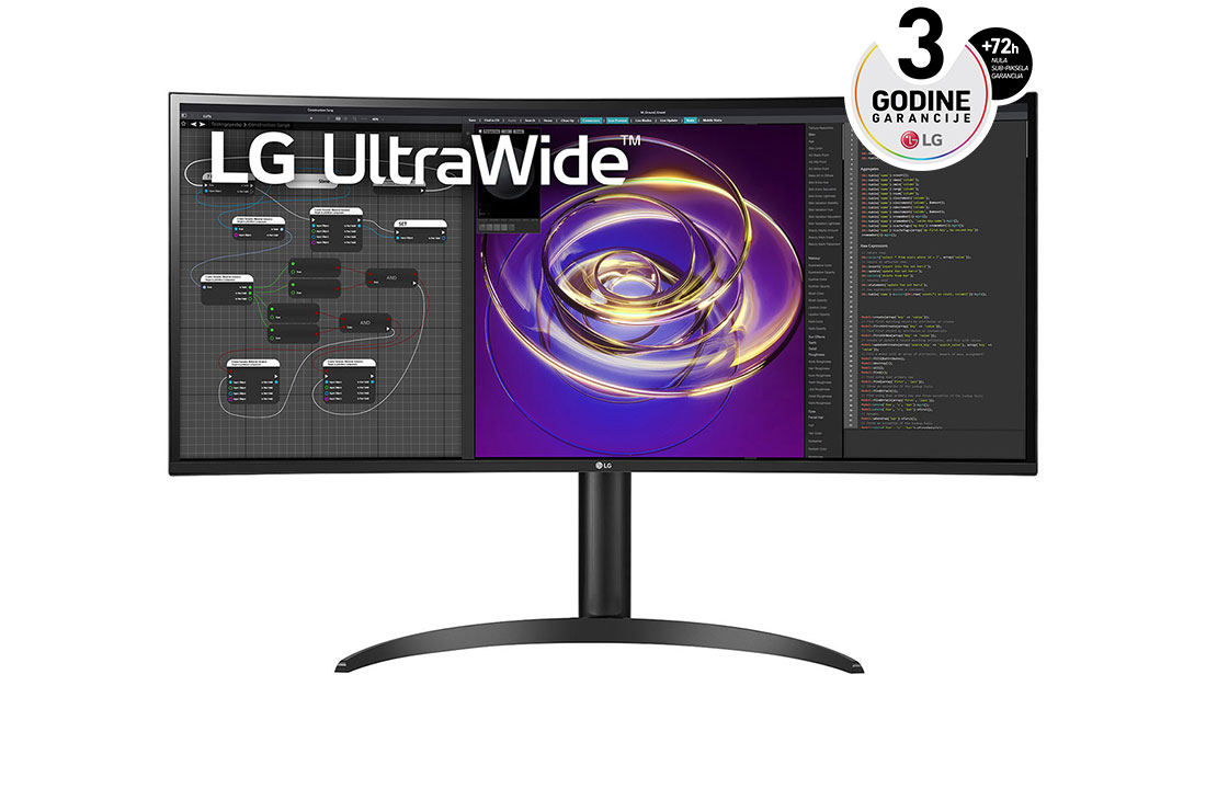 LG 34'' 21:9 QHD(3440 x 1440) UltraWide™ monitor, prikaz spreda, 34WP85C-B