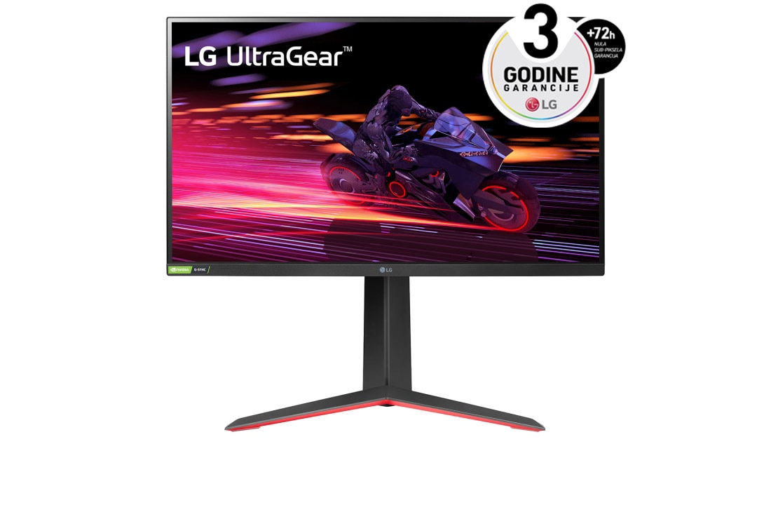 LG 27'' Full HD(1920 x 1080) UltraGear™ monitor s 1ms 240Hz i NVIDIA® G-SYNC® kompatibilan, prikaz spreda, 27GP750-B