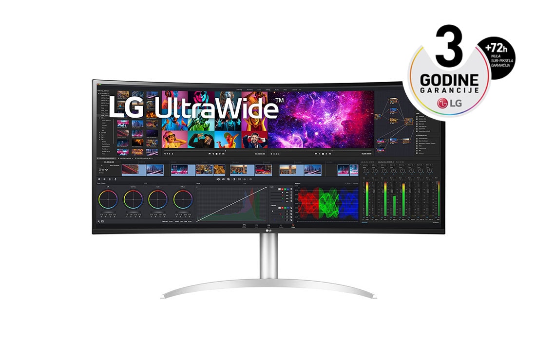 LG 39.7'' zakrivljen UltraWide™ 5K2K Nano IPS ekran, prikaz spreda, 40WP95C-W