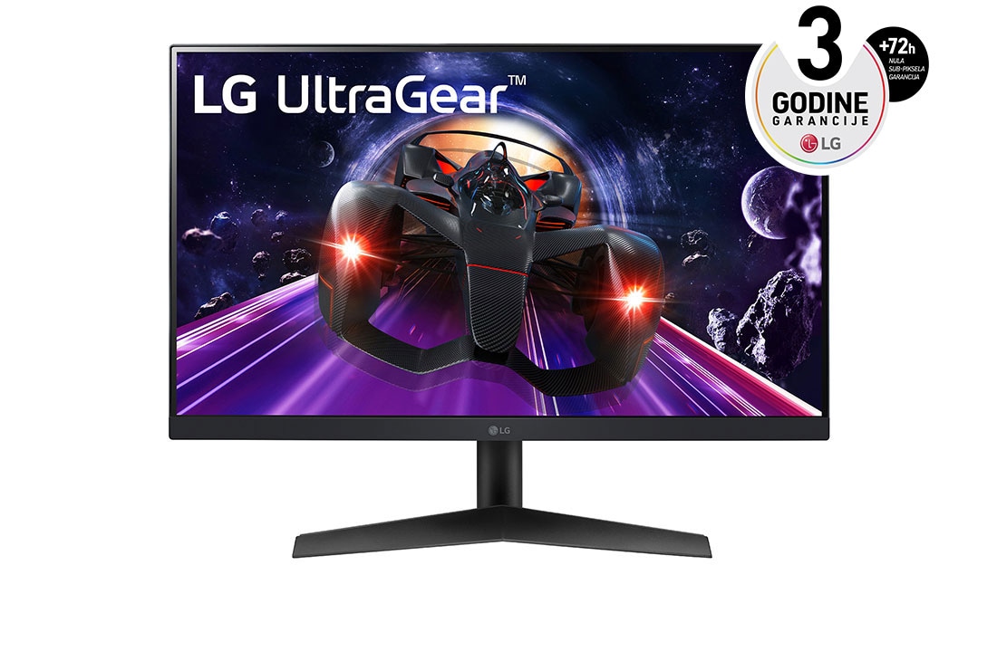 LG 23.8” UltraGear™ Full HD IPS 1ms (GtG) Gaming Monitor, prikaz spreda, 24GN60R-B