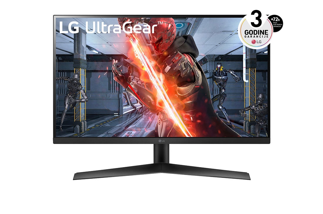 LG 27” UltraGear™ 16:9 Full HD gejming monitor sa brzinom osvežavanja od 144Hz, prikaz spreda, 27GN60R-B