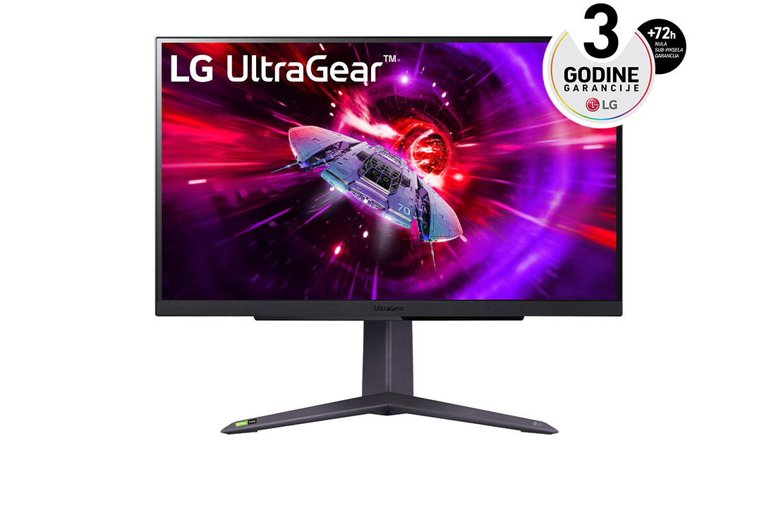 LG 27” UltraGear™ 16:9 QHD gejming monitor sa brzinom osvežavanja od 165Hz, prikaz spreda, 27GR75Q-B