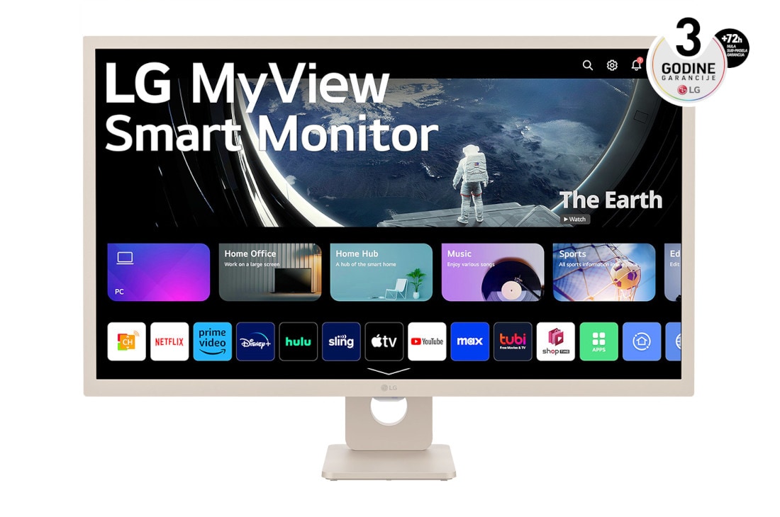 LG 32” 16:9 Full HD IPS MyView Smart monitor sa webOS platformom, 32SR50F-E prednji prikaz, 32SR50F-E