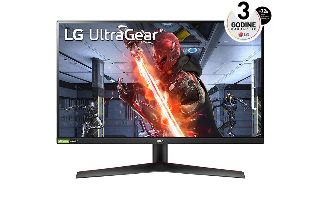 LG 27'' Ultragear™ IPS gaming monitor s HDR10 i AMD FreeSync™ (Premium), prikaz spreda, 27GN800P-B