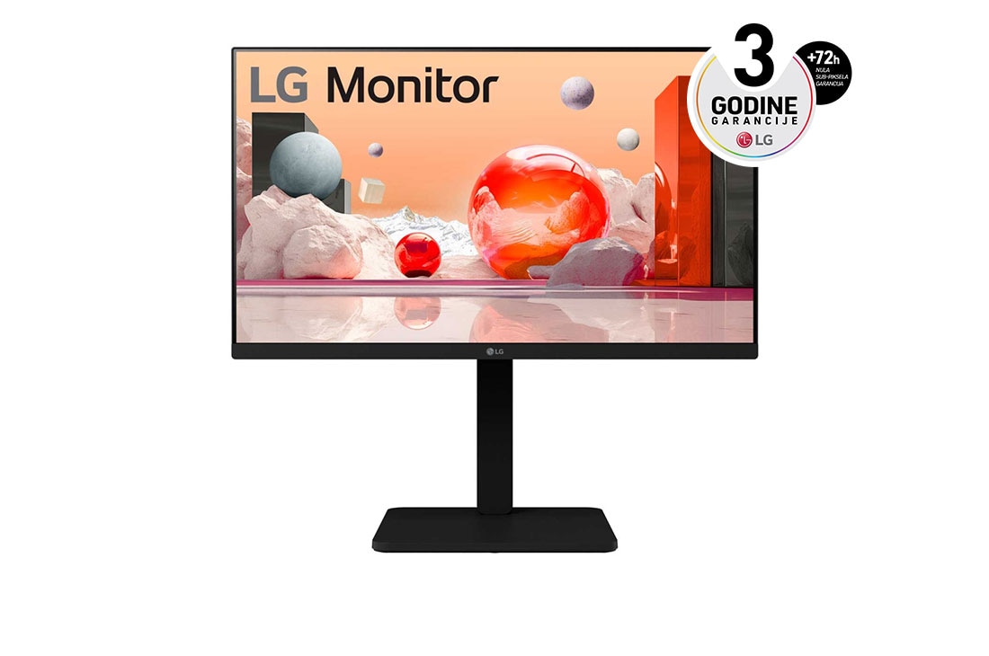 LG 24'' Full HD IPS monitor sa brzinom osvežavanja od 100 Hz, prednji prikaz, 24BA550-B