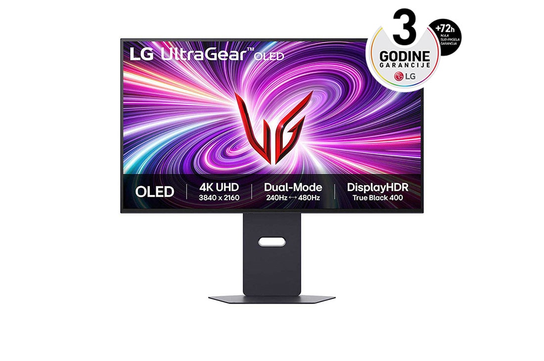 LG 32'' UltraGear™ 4K UHD OLED Dual-Mode monitor za igre, prednji prikaz, 32GS95UV-B