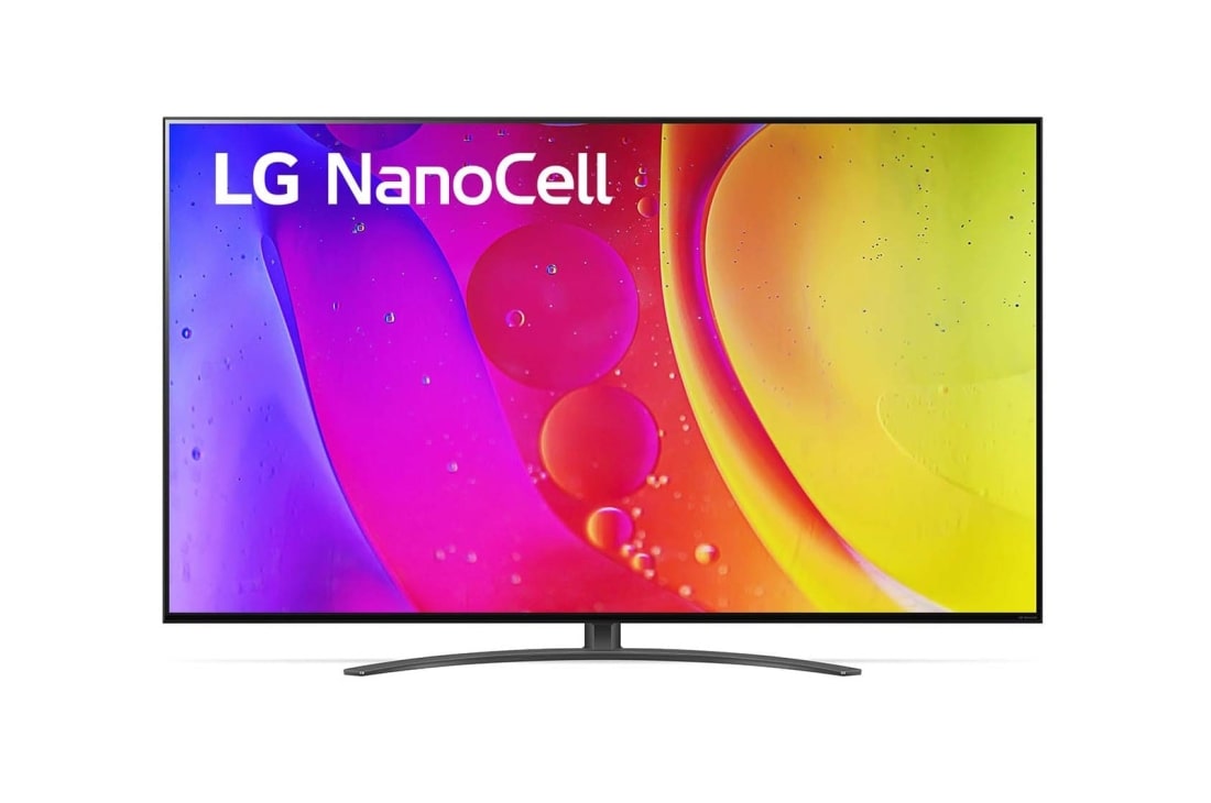 LG 55'' (139 cm) 4K HDR Smart Nanocell TV, Prikaz prednje strane LG UHD TV sa slikom i prikazanim logotipom proizvoda, 55NANO823QB