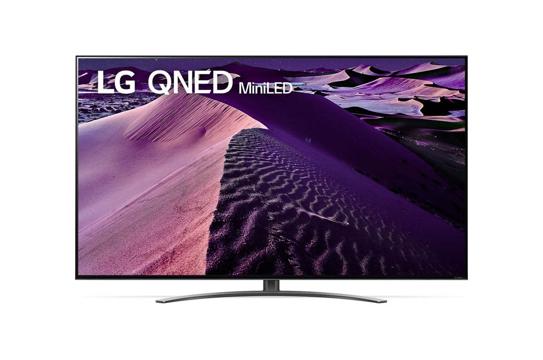 LG 75'' (189 cm) 4K HDR Smart QNED MiniLED TV, Prikaz prednje strane LG QNED TV sa slikom i prikazanim logotipom proizvoda, 75QNED863QA