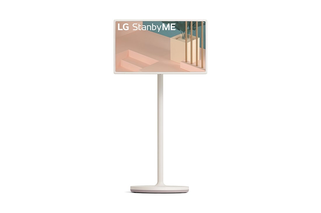 LG StanbyME: Vaš Lifestyle ekran, Vista frontal del modo horizontal con una imagen de fondo, 27ART10AKPL