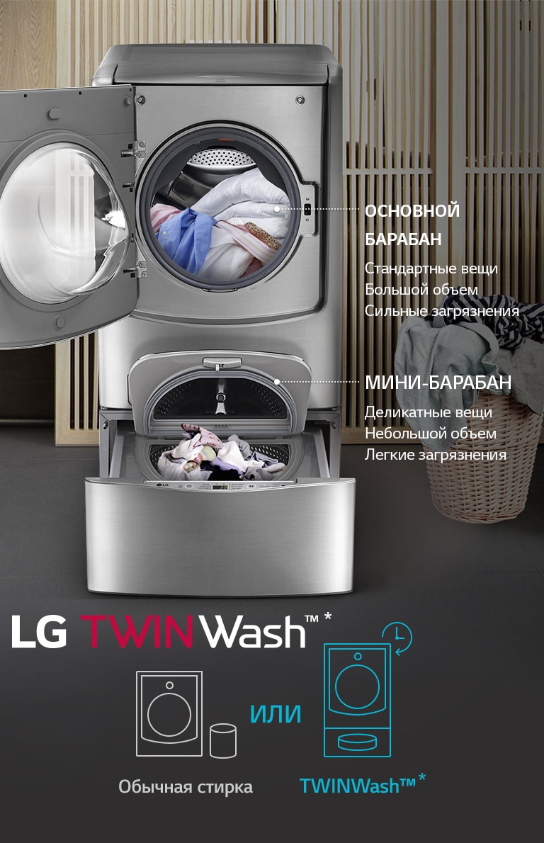 Стиральная машина LG TWIN Wash - LG TW7000DS: характеристики, обзоры, где  купить — LG Россия