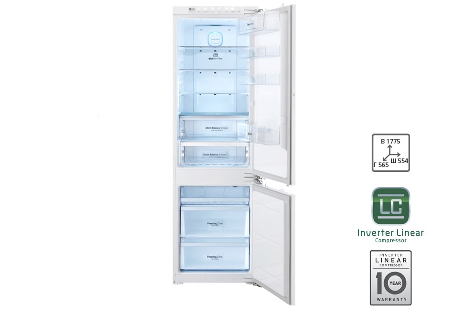 LG Встраиваемый холодильник с нижней морозильной камерой, GR-N266LLS