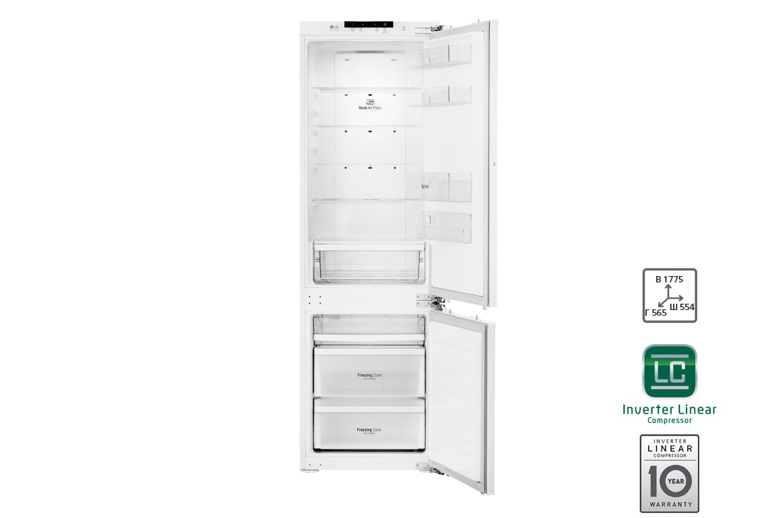LG Встраиваемый холодильник LG GR-N266LLD с технологией DoorCooling⁺ сенсорным дисплеем на 292 л | Total No Frost, Multi Air Flow, Moist Balance Crisper, GR-N266LLD
