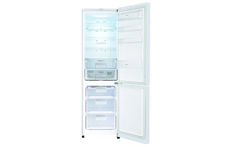 LG Двухкамерный холодильник LG GA-B489TGKR Total No Frost. Высота 200см. Скругленные дверцы из закаленного стекла. Цвет: черный зеркальный с графическим узором, GA-B489TGKW, thumbnail 2
