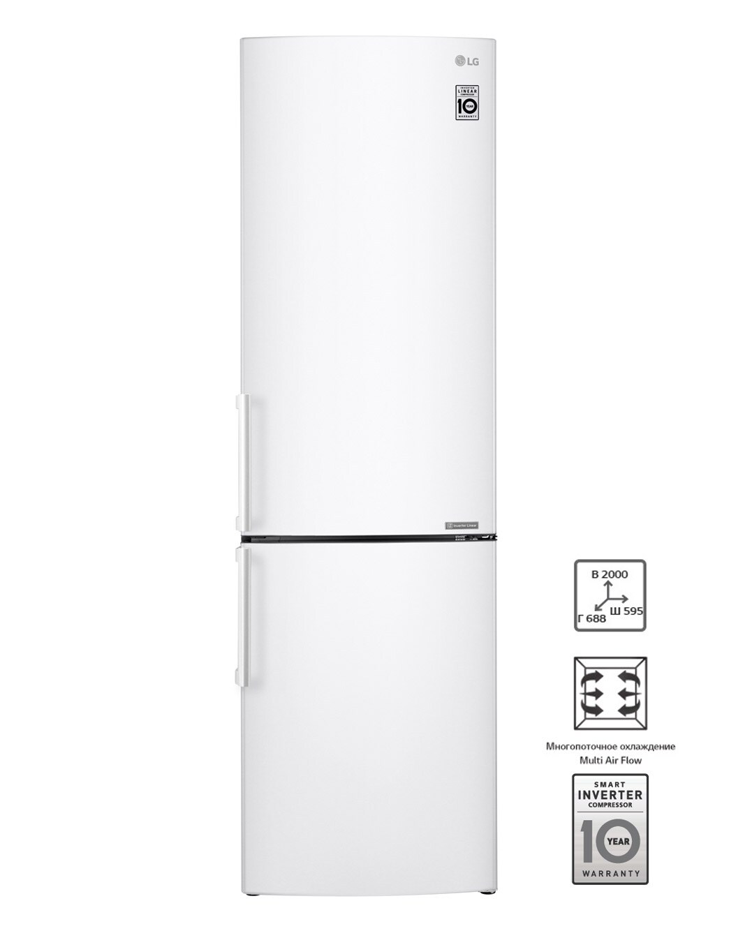 LG Холодильник LG c Инверторным Умным компрессором, GA-B499YQJL