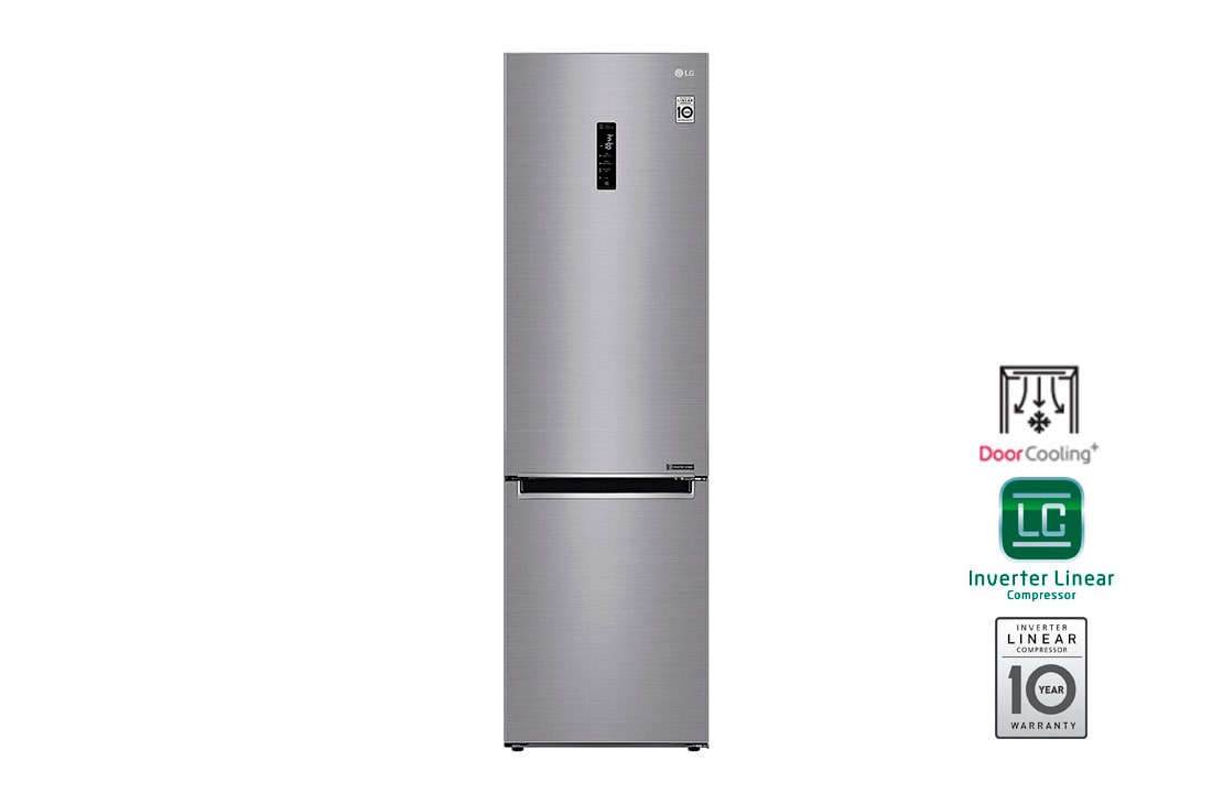LG Холодильник LG GA-B509MMDZ с технологией DoorCooling⁺ сенсорным дисплеем на 419 л | Серебристый | Зоны свежести, Складная полка, Винная полка, GA-B509MMDZ