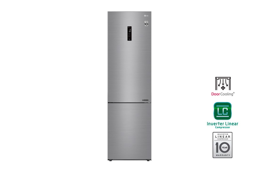 LG Холодильник LG GA-B509CMQZ с технологией DoorCooling⁺ сенсорным дисплеем на 419 л | Серебристый | Складная полка, Moist Balance Crisper, Total No Frost, GA-B509CMQZ
