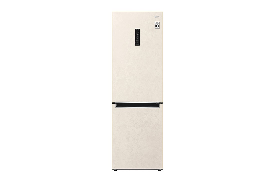 LG 374 л, Холодильник LG DoorCooling⁺ с нижней морозильной камерой, ThinQ, Складная полка, Front view, GC-B459MEWM
