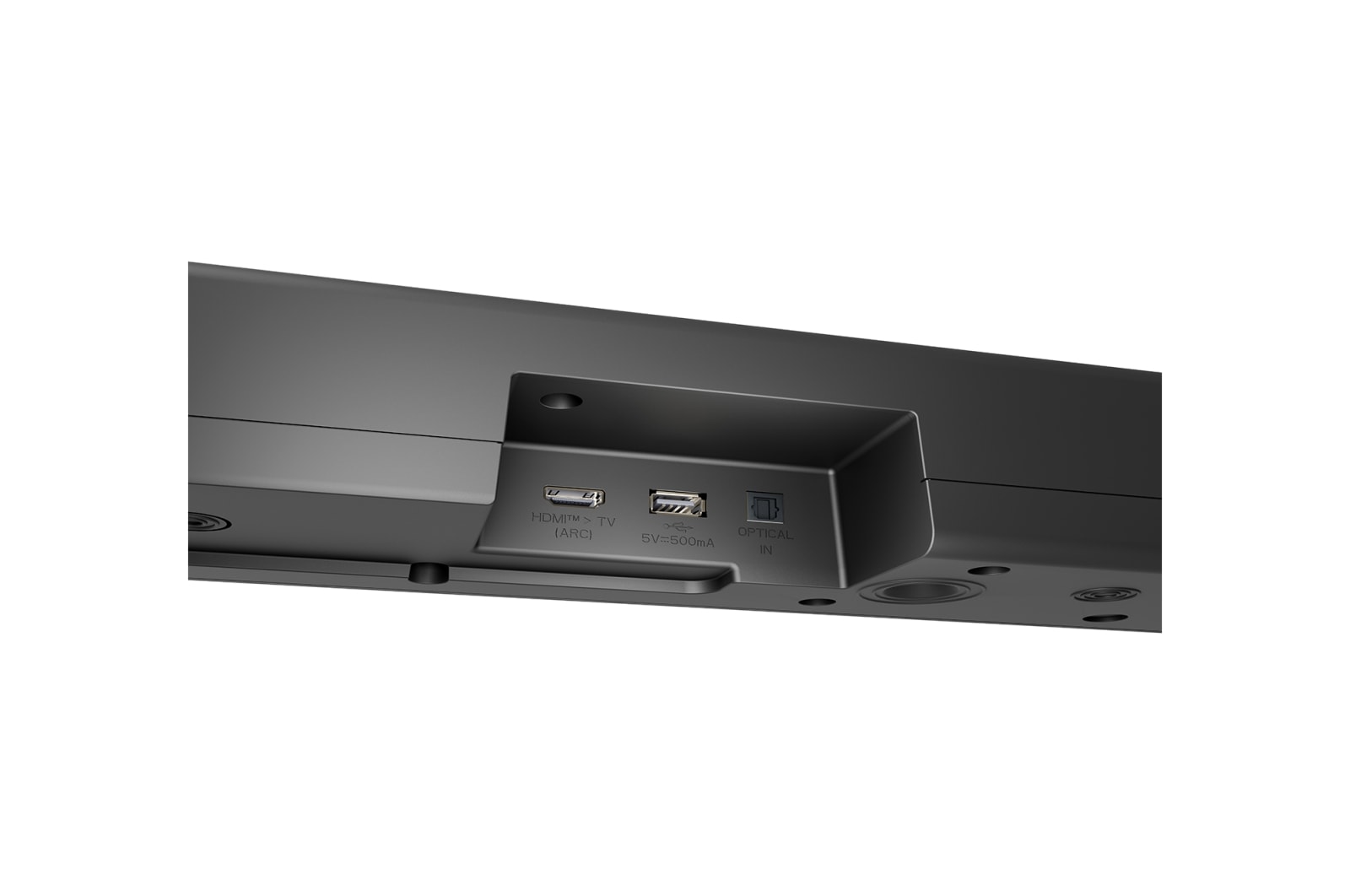 LG Саундбар LG Soundbar S60TR для телевизора | 5.1 канала | AI Sound Pro, Вид под углом на заднюю сторону звуковой панели LG Soundbar S60TR, S60TR