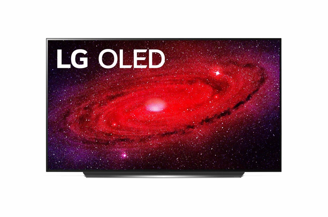 LG 4K Smart OLED телевизор 77'' LG CX OLED77CXRLA, вид спереди с изображением на экране, OLED77CXRLA