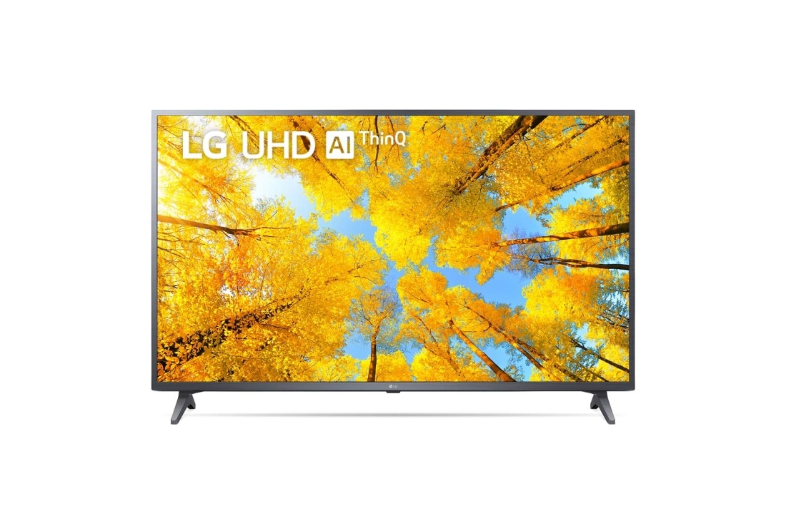 LG 4K UHD телевизор LG 50'', Вид телевизора LG UHD спереди с изображением на экране и логотипом продукта, 50UQ75001LG