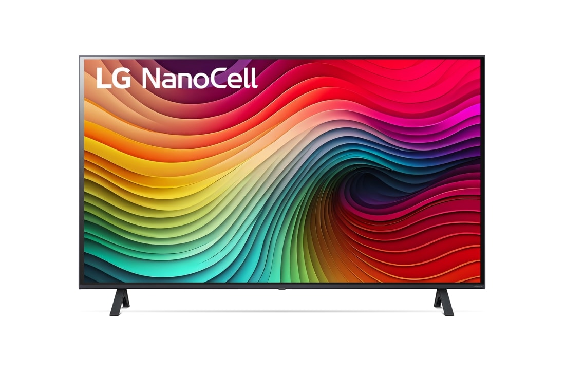 LG Телевизор NanoCell NANO80 4K Smart TV 43'' LG 43NANO80, Вид спереди на телевизор LG NanoCell, NANO80 с текстом «LG NanoCell», «2024» и логотипом webOS Re:New Program на экране., 43NANO80T6A